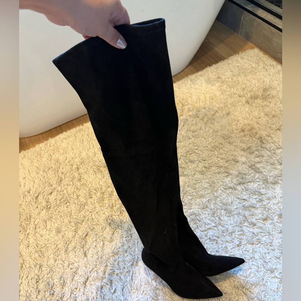 COACH Shea Black Suede Thigh High Boots
